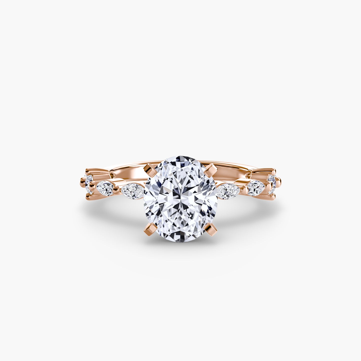 The "Gina" Solitaire with Diamond Stations Ring