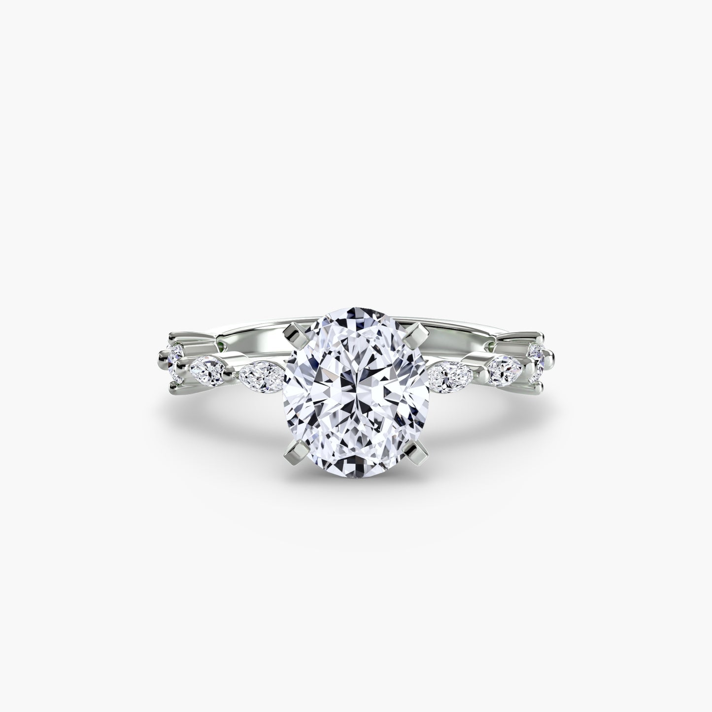 The "Gina" Solitaire with Diamond Stations Ring