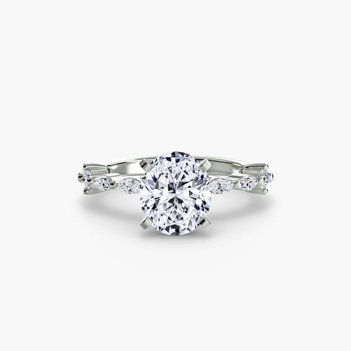 The "Gina" Solitaire with Diamond Stations Ring