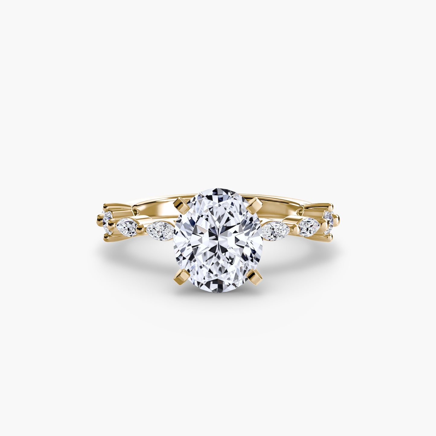 The "Gina" Solitaire with Diamond Stations Ring