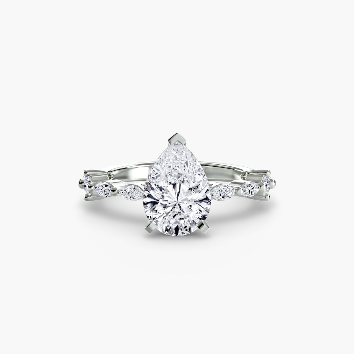 The "Gina" Solitaire with Diamond Stations Ring