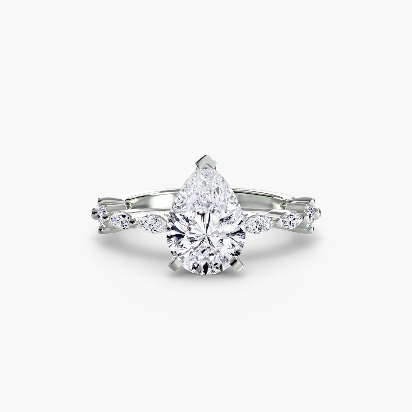 The "Gina" Solitaire with Diamond Stations Ring