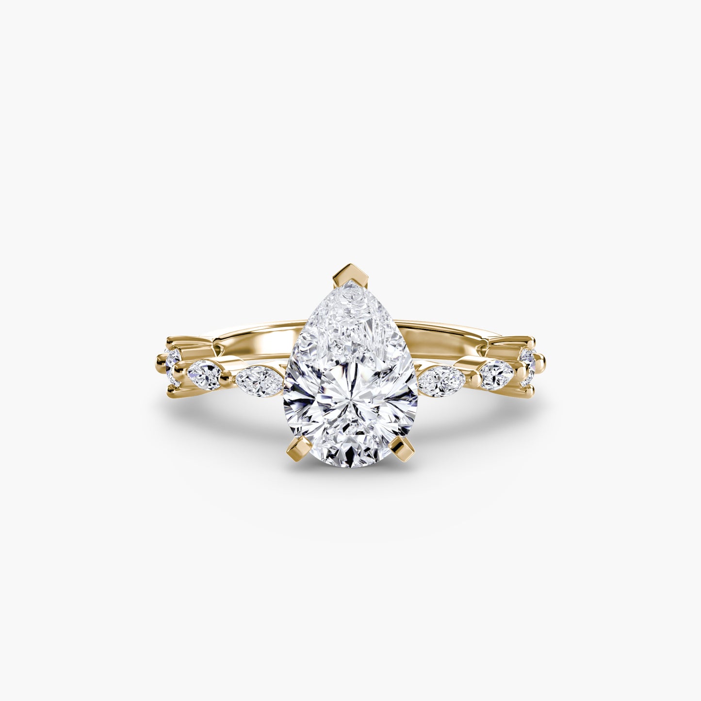 The "Gina" Solitaire with Diamond Stations Ring