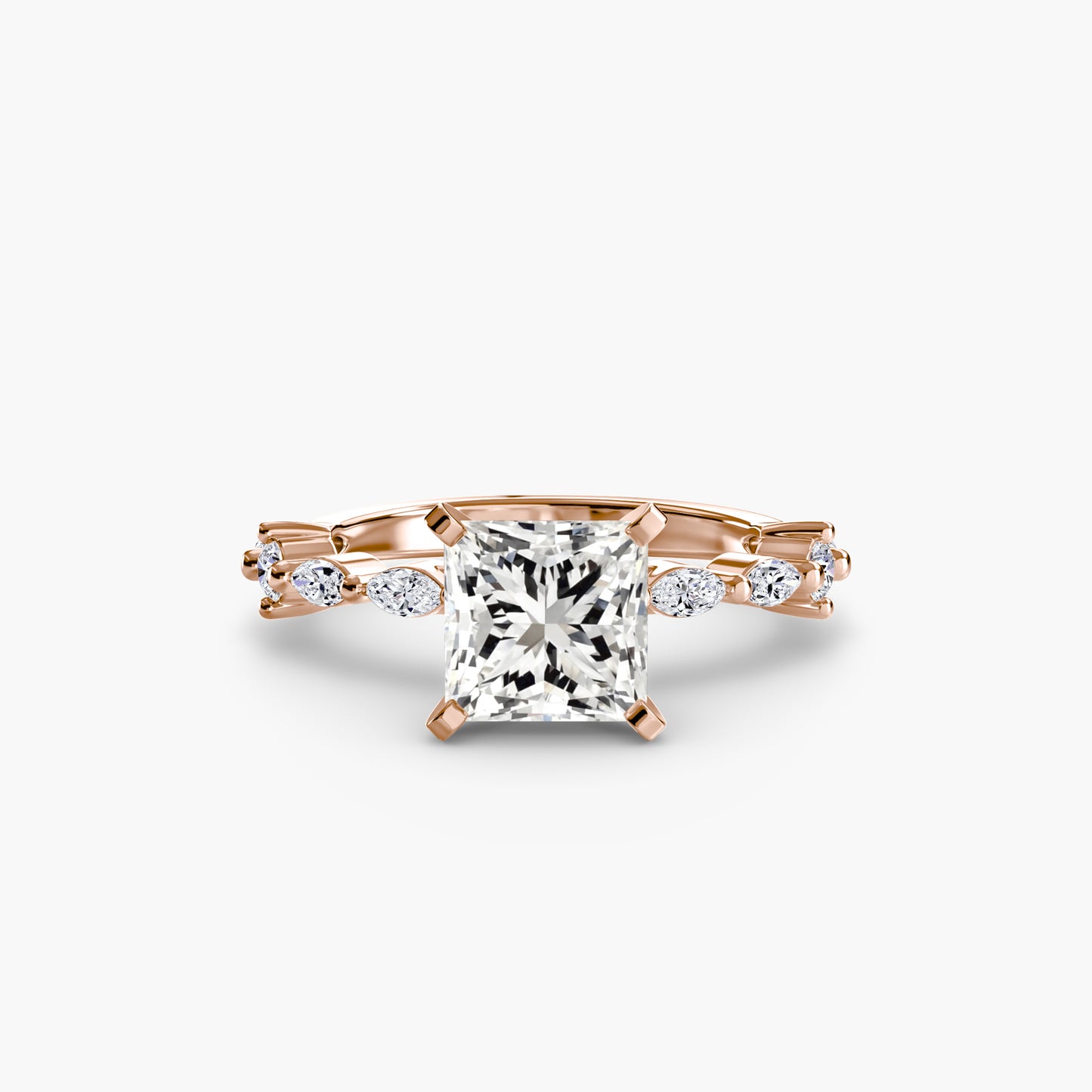 The "Gina" Solitaire with Diamond Stations Ring