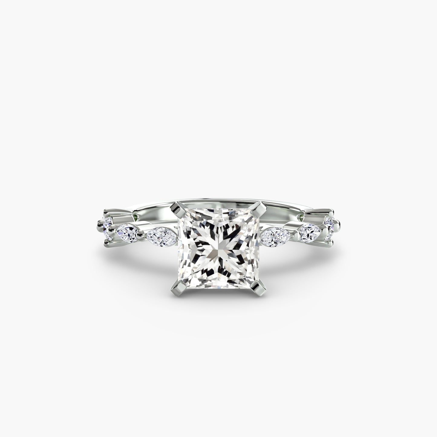 The "Gina" Solitaire with Diamond Stations Ring