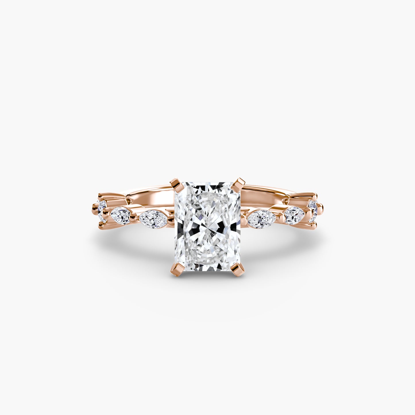 The "Gina" Solitaire with Diamond Stations Ring