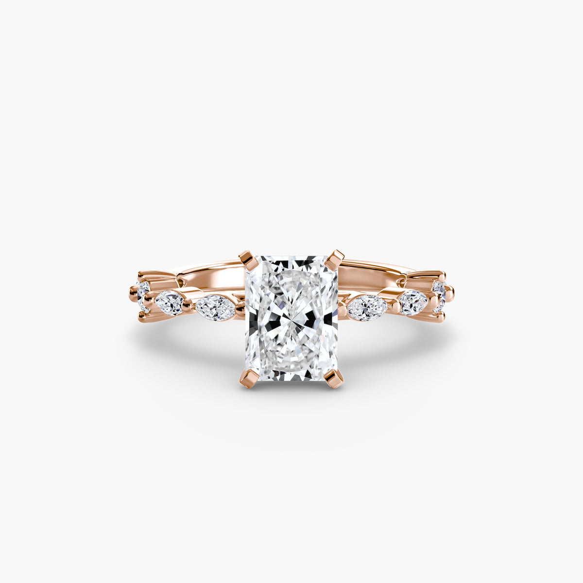 The "Gina" Solitaire with Diamond Stations Ring