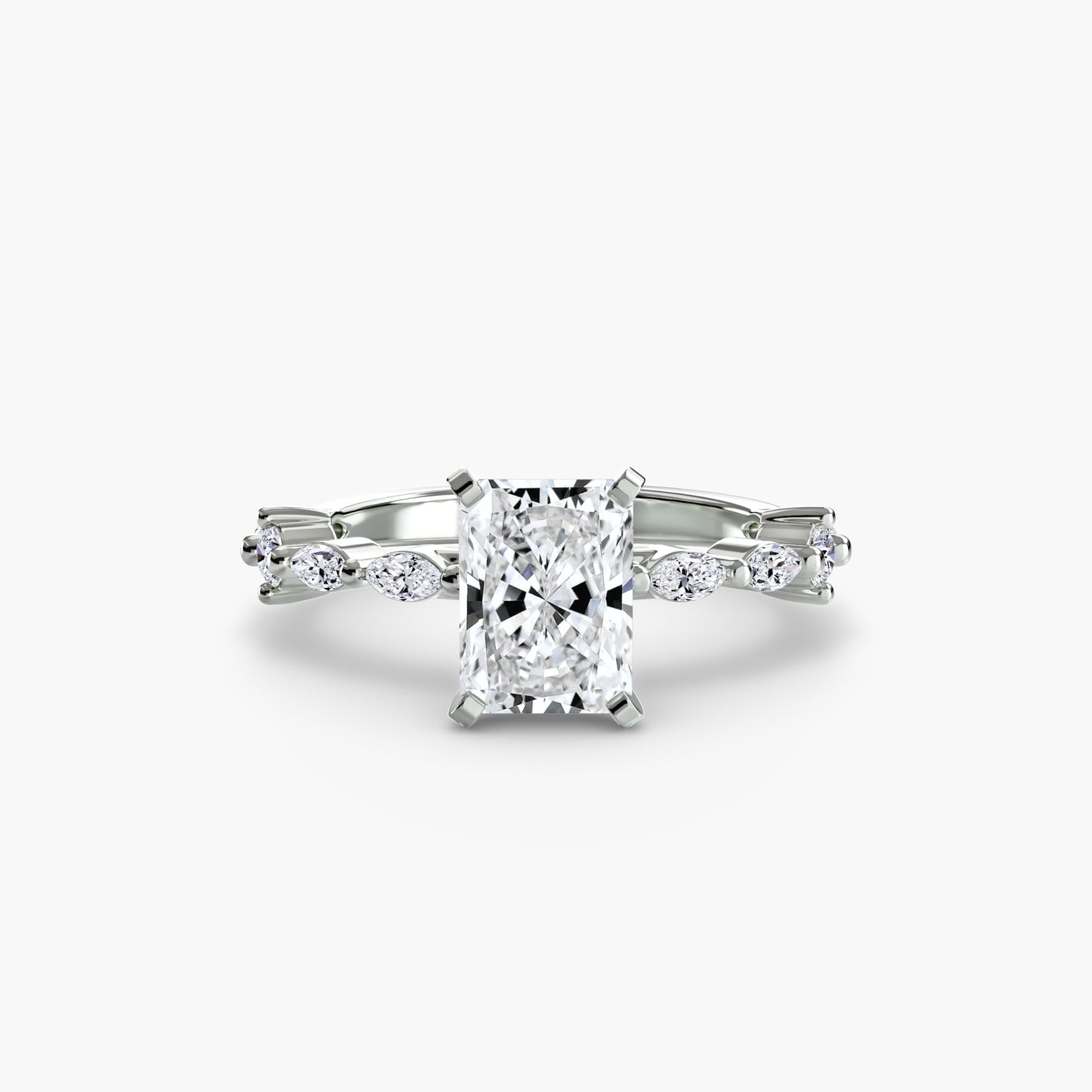 The "Gina" Solitaire with Diamond Stations Ring