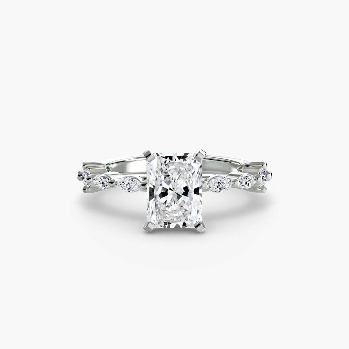 The "Gina" Solitaire with Diamond Stations Ring