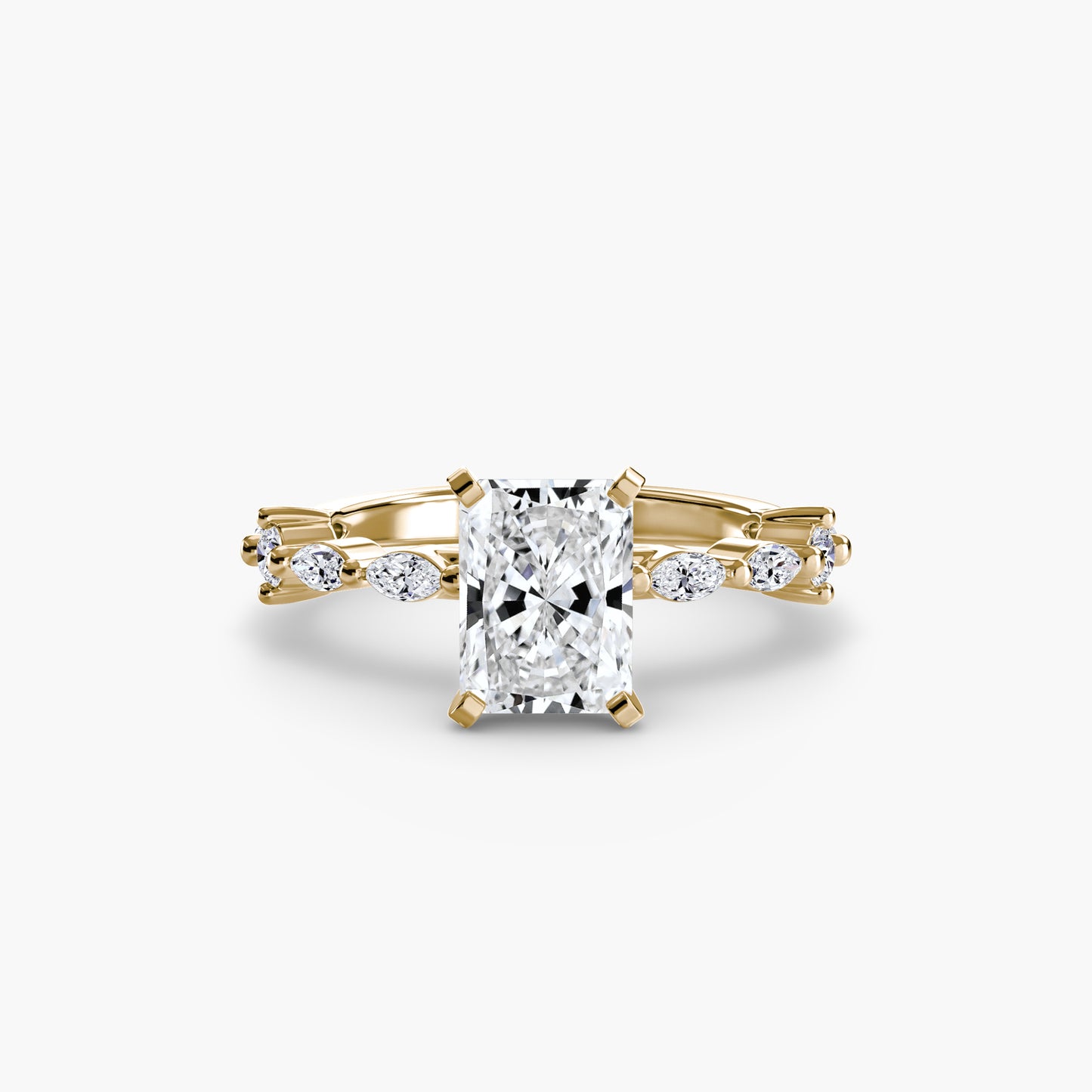 The "Gina" Solitaire with Diamond Stations Ring