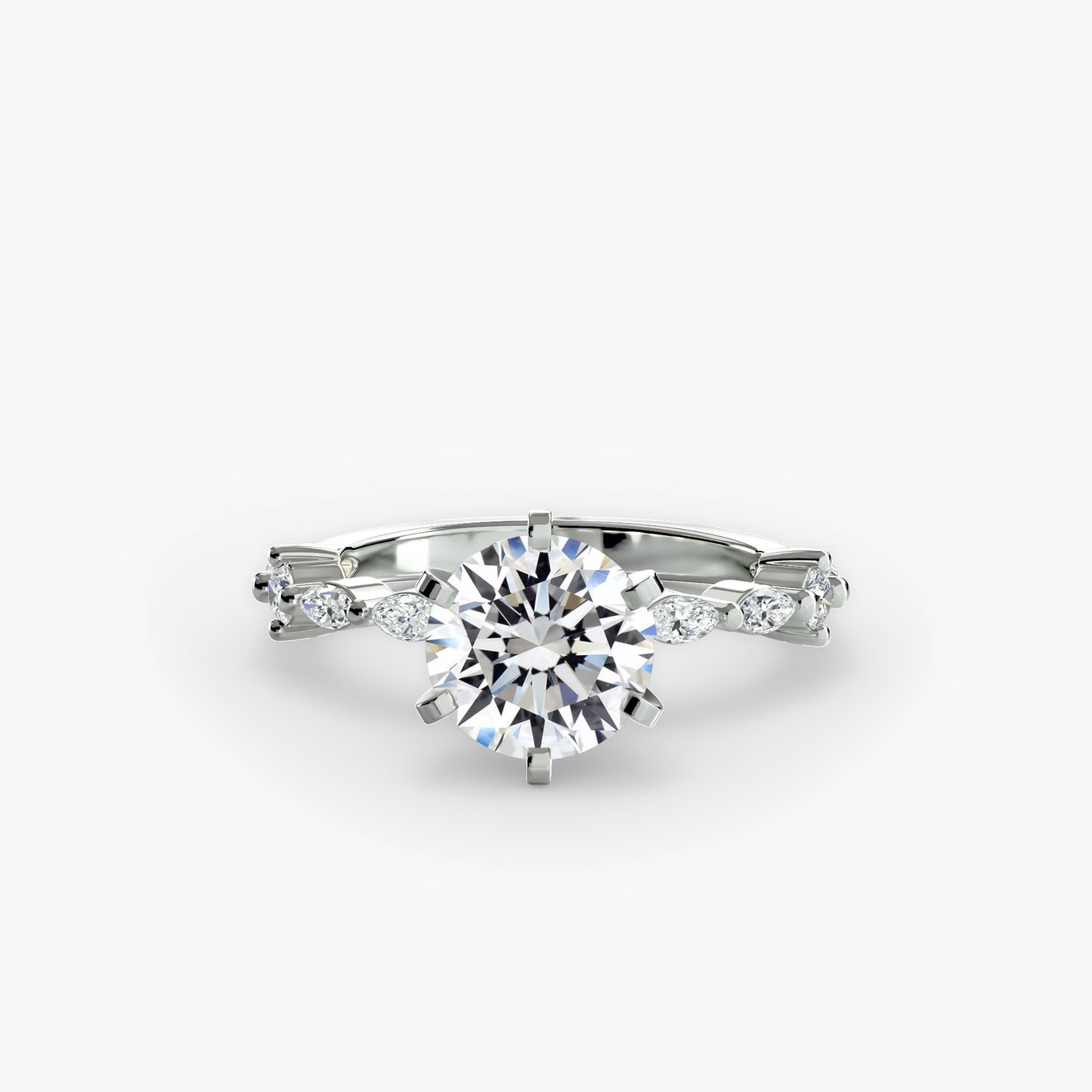 The "Gina" Solitaire with Diamond Stations Ring