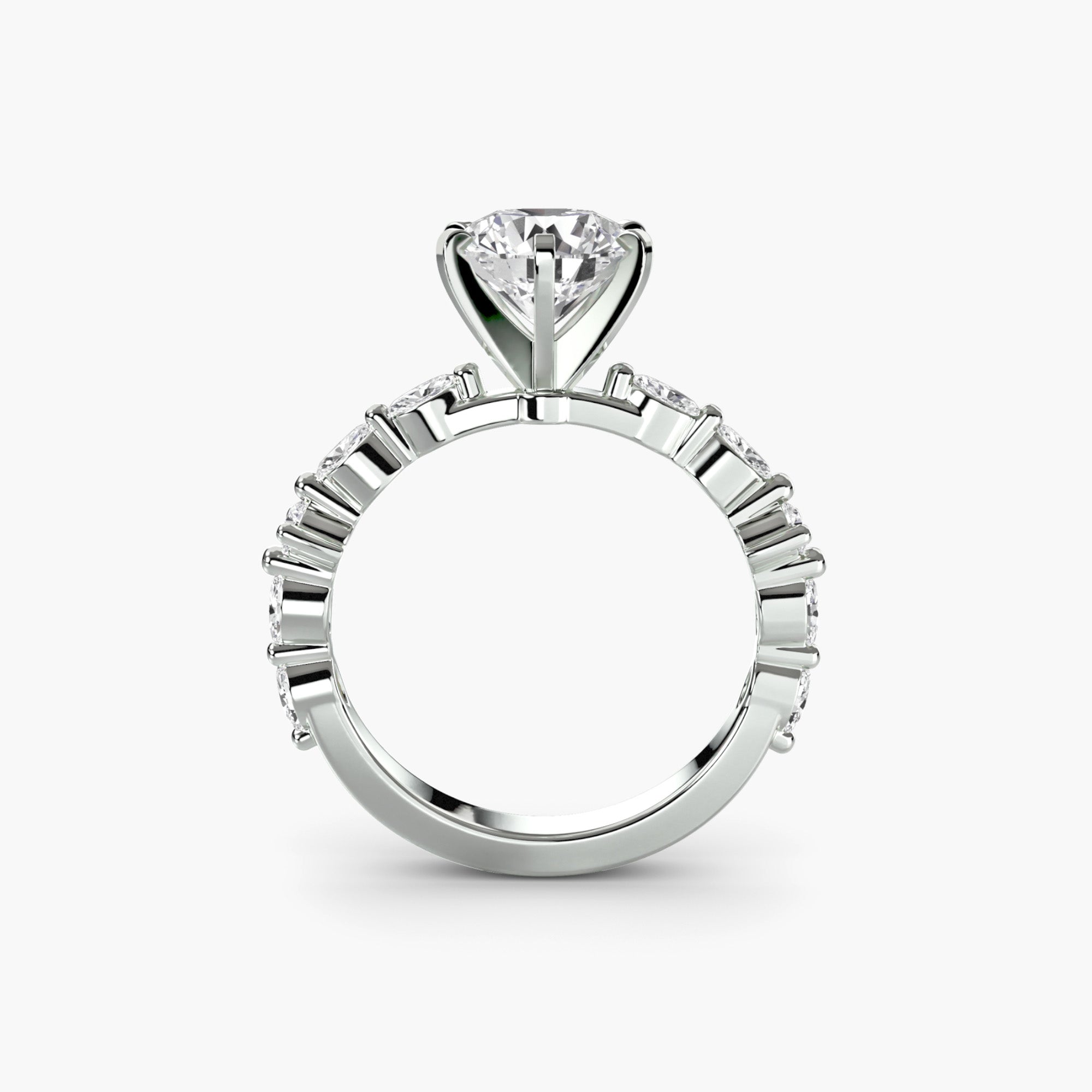 The "Gina" Solitaire with Diamond Stations Ring