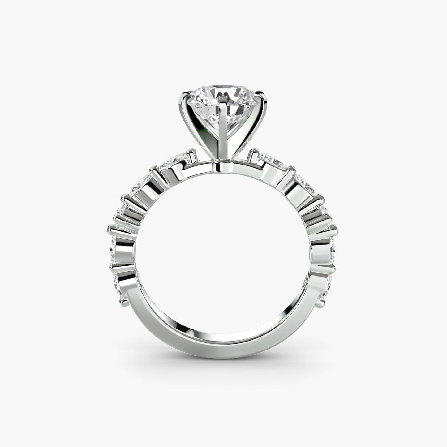 The "Gina" Solitaire with Diamond Stations Ring