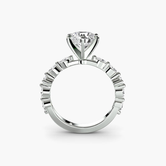 The "Gina" Solitaire with Diamond Stations Ring