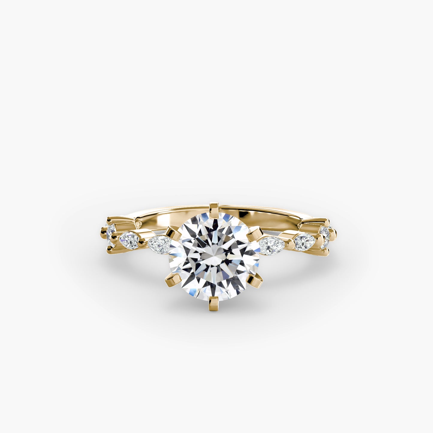 The "Gina" Solitaire with Diamond Stations Ring