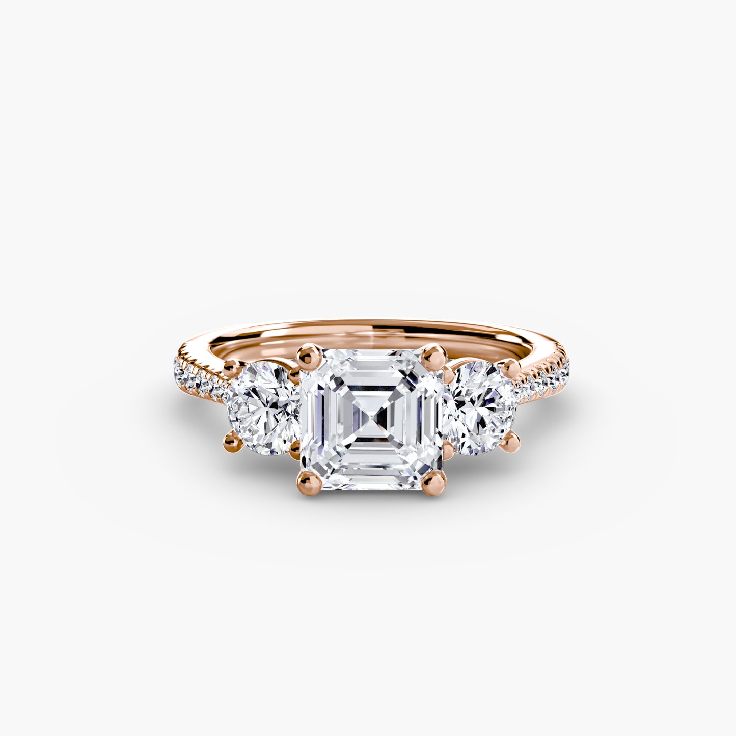 The "Giuliana" Three-Stone with French Set Diamond Ring