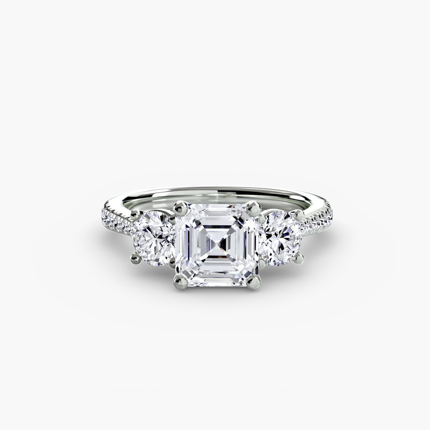 The "Giuliana" Three-Stone with French Set Diamond Ring