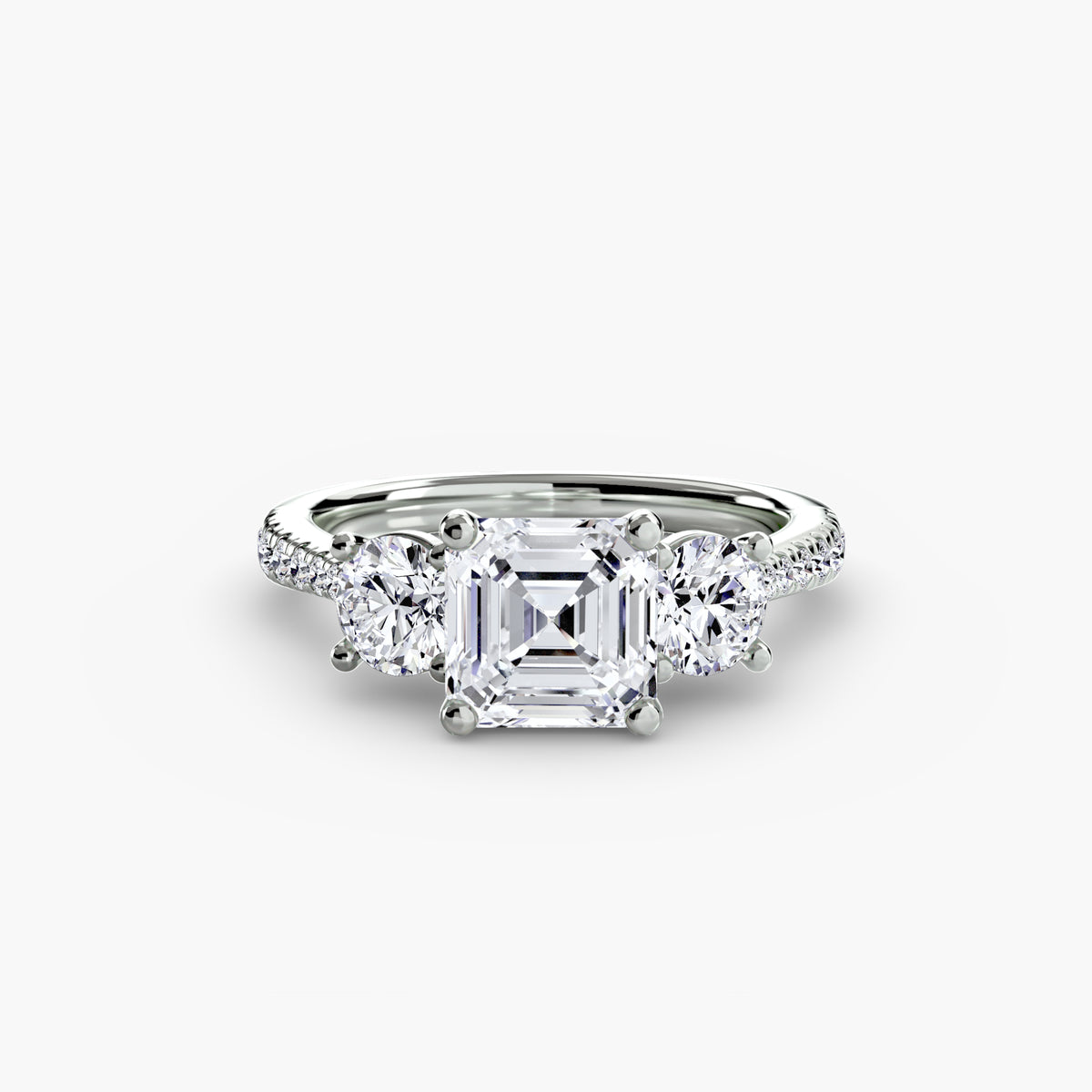 The "Giuliana" Three-Stone with French Set Diamond Ring