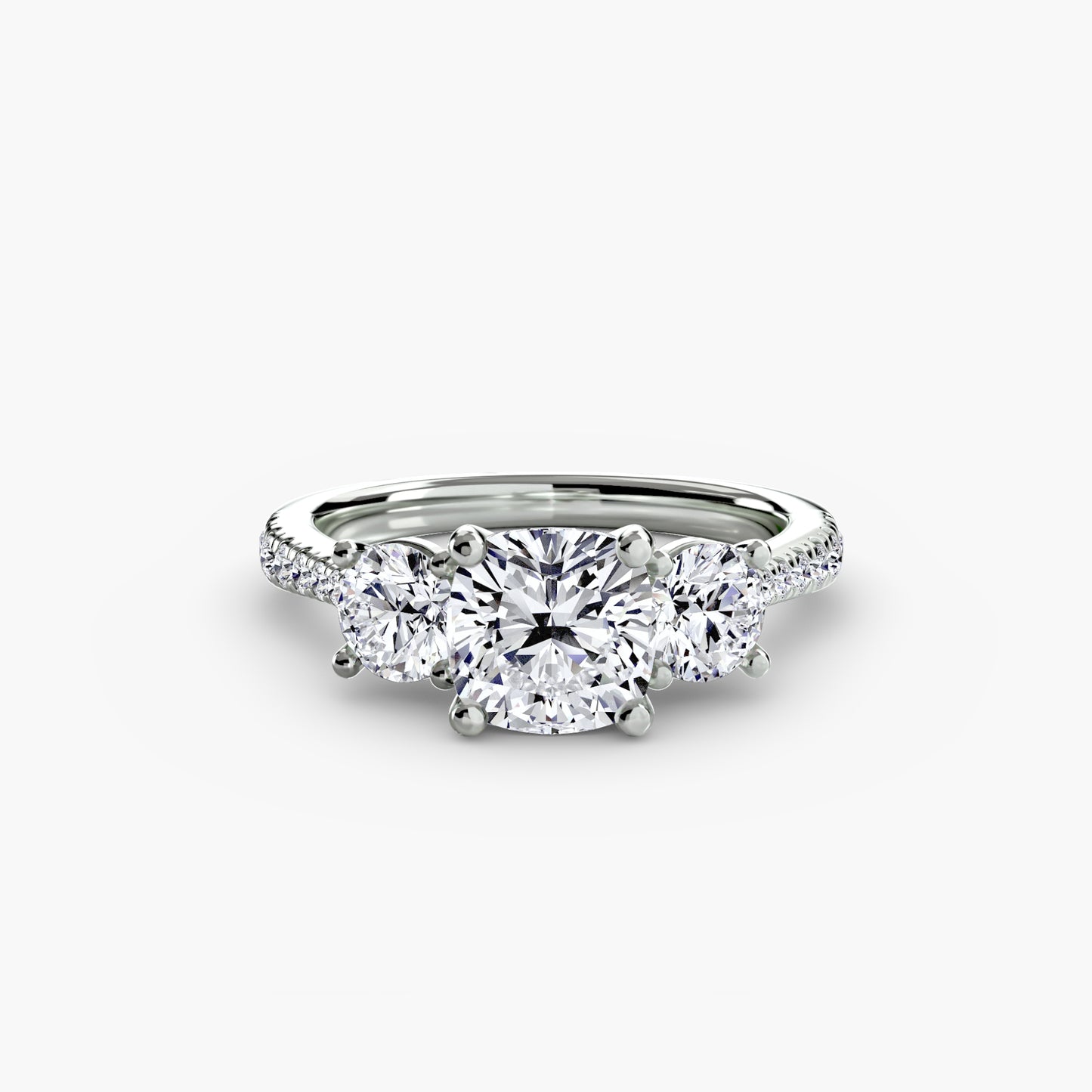 The "Giuliana" Three-Stone with French Set Diamond Ring
