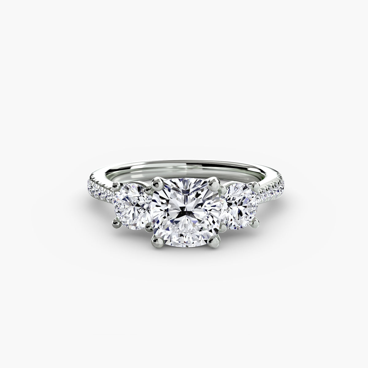 The "Giuliana" Three-Stone with French Set Diamond Ring
