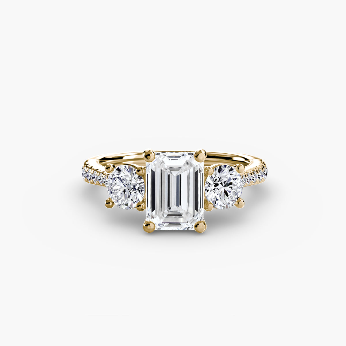 The "Giuliana" Three-Stone with French Set Diamond Ring
