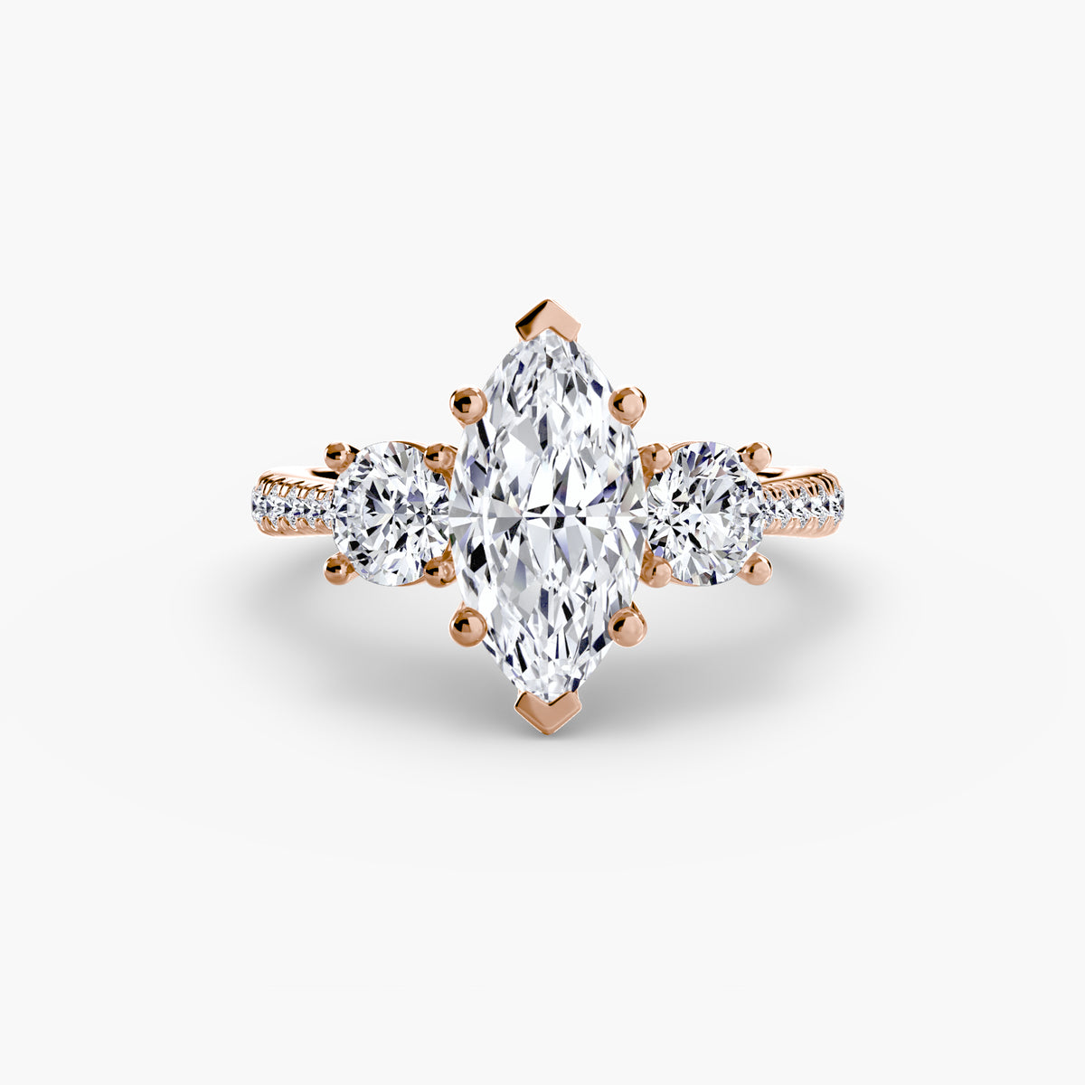 The "Giuliana" Three-Stone with French Set Diamond Ring