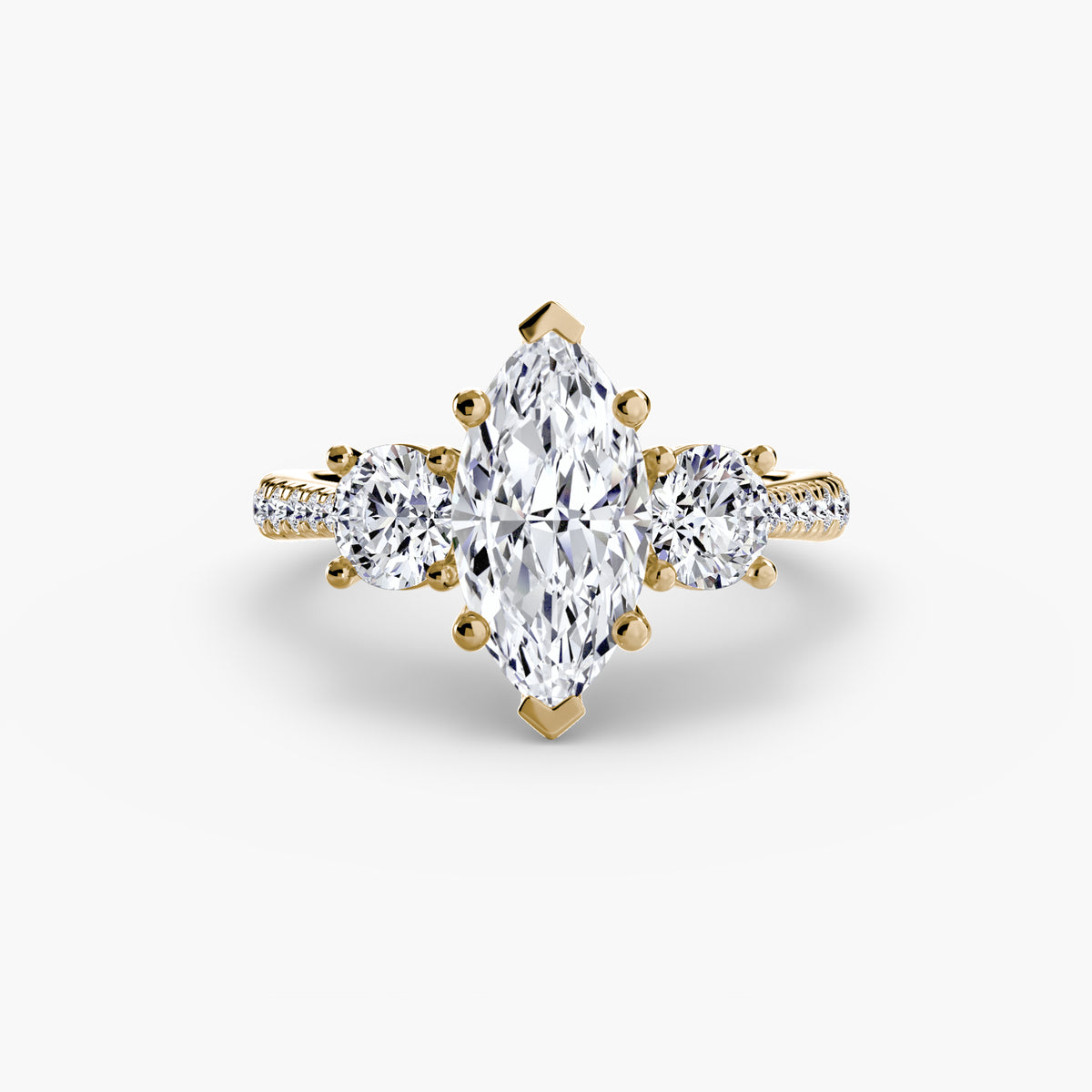The "Giuliana" Three-Stone with French Set Diamond Ring