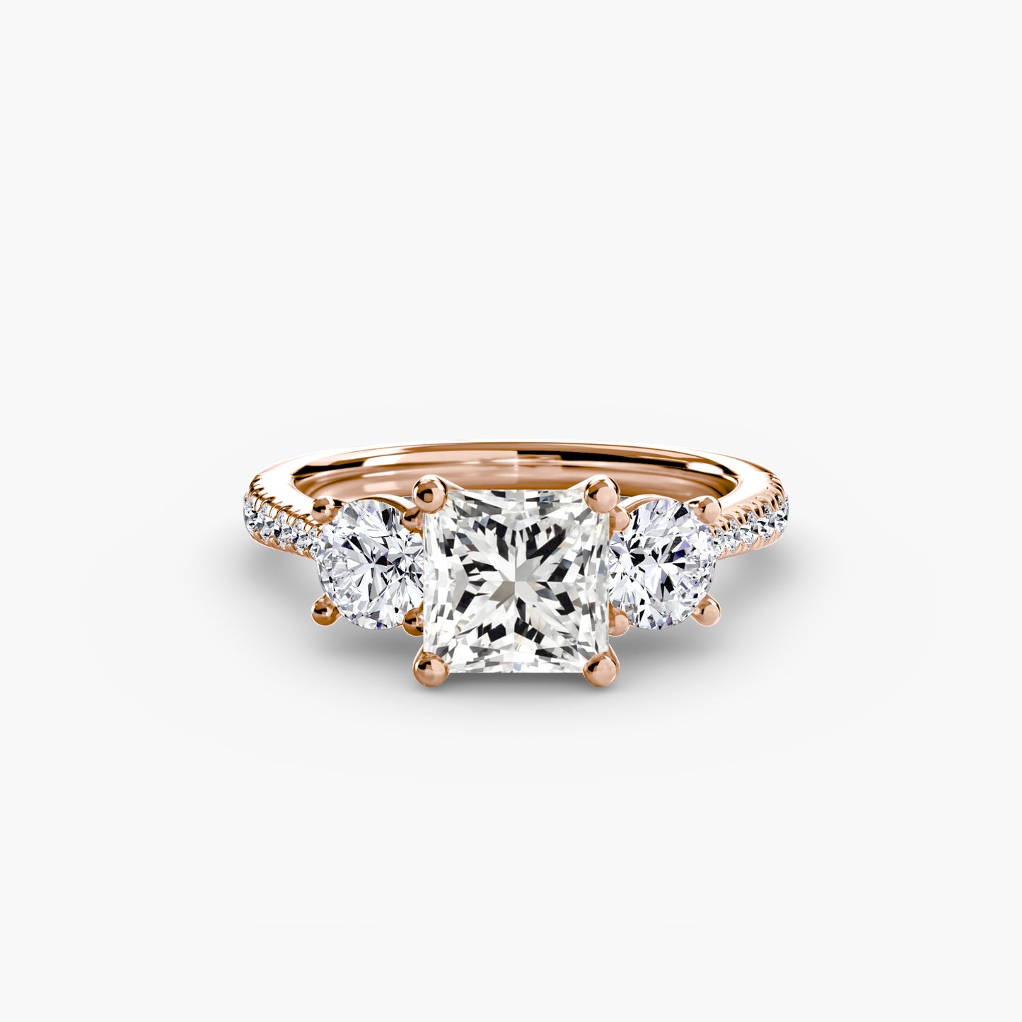 The "Giuliana" Three-Stone with French Set Diamond Ring