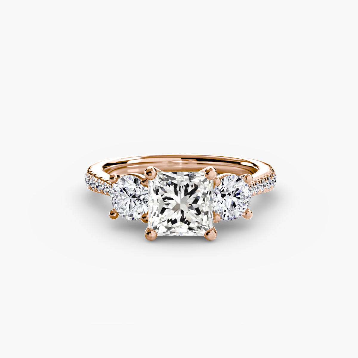 The "Giuliana" Three-Stone with French Set Diamond Ring