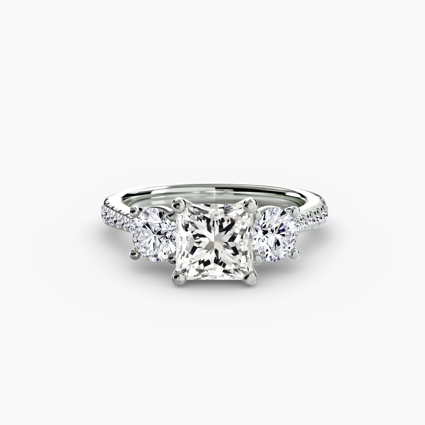 The "Giuliana" Three-Stone with French Set Diamond Ring