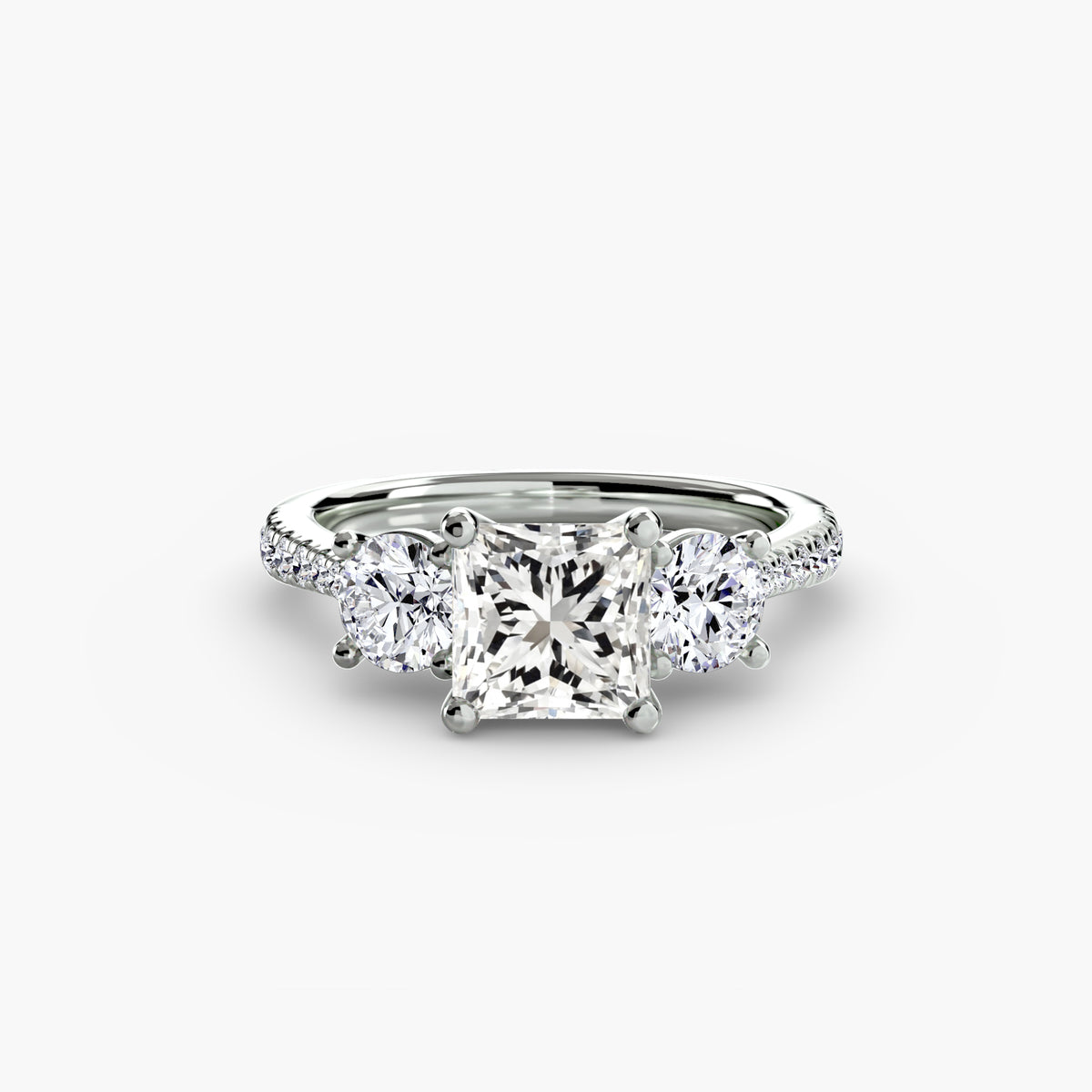 The "Giuliana" Three-Stone with French Set Diamond Ring