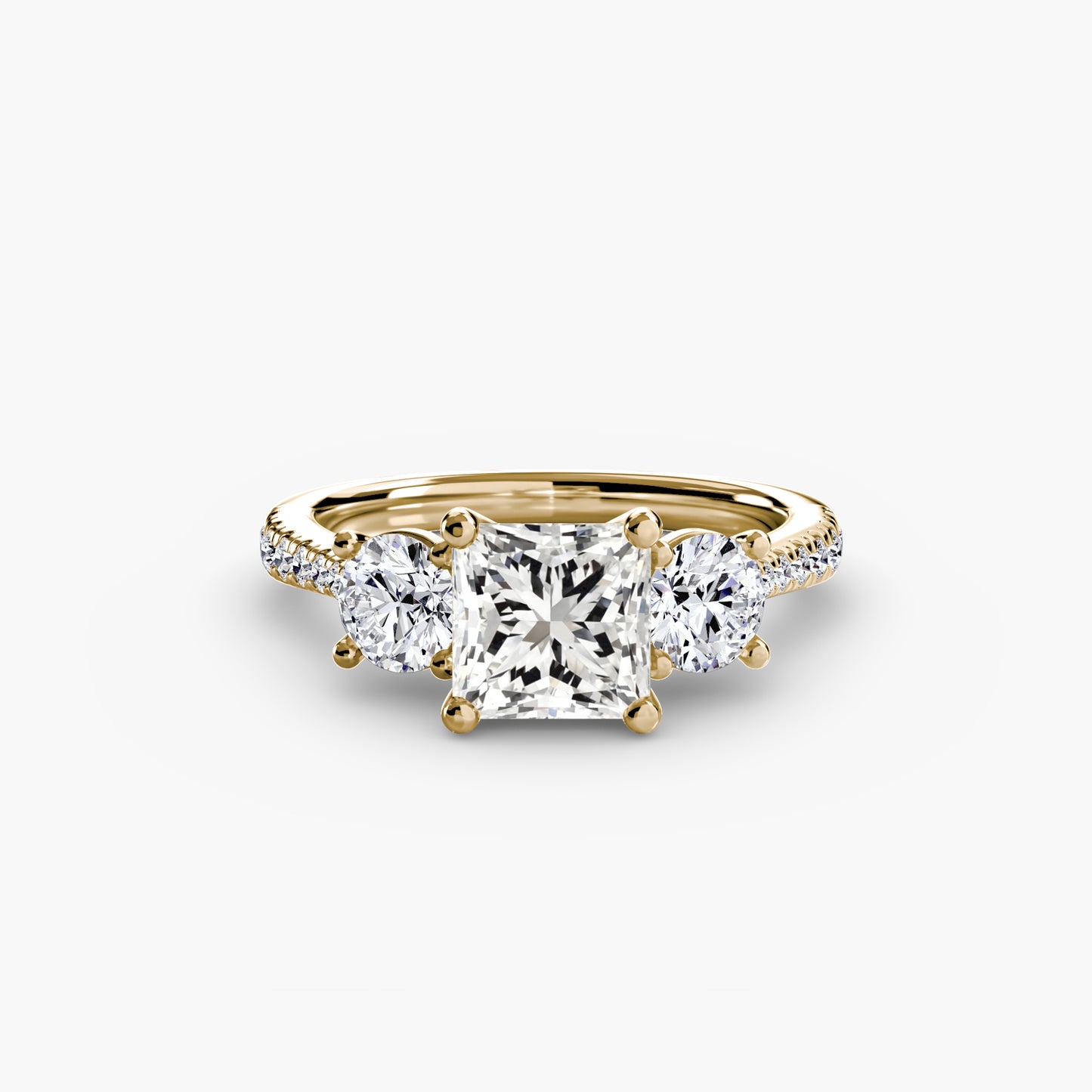 The "Giuliana" Three-Stone with French Set Diamond Ring