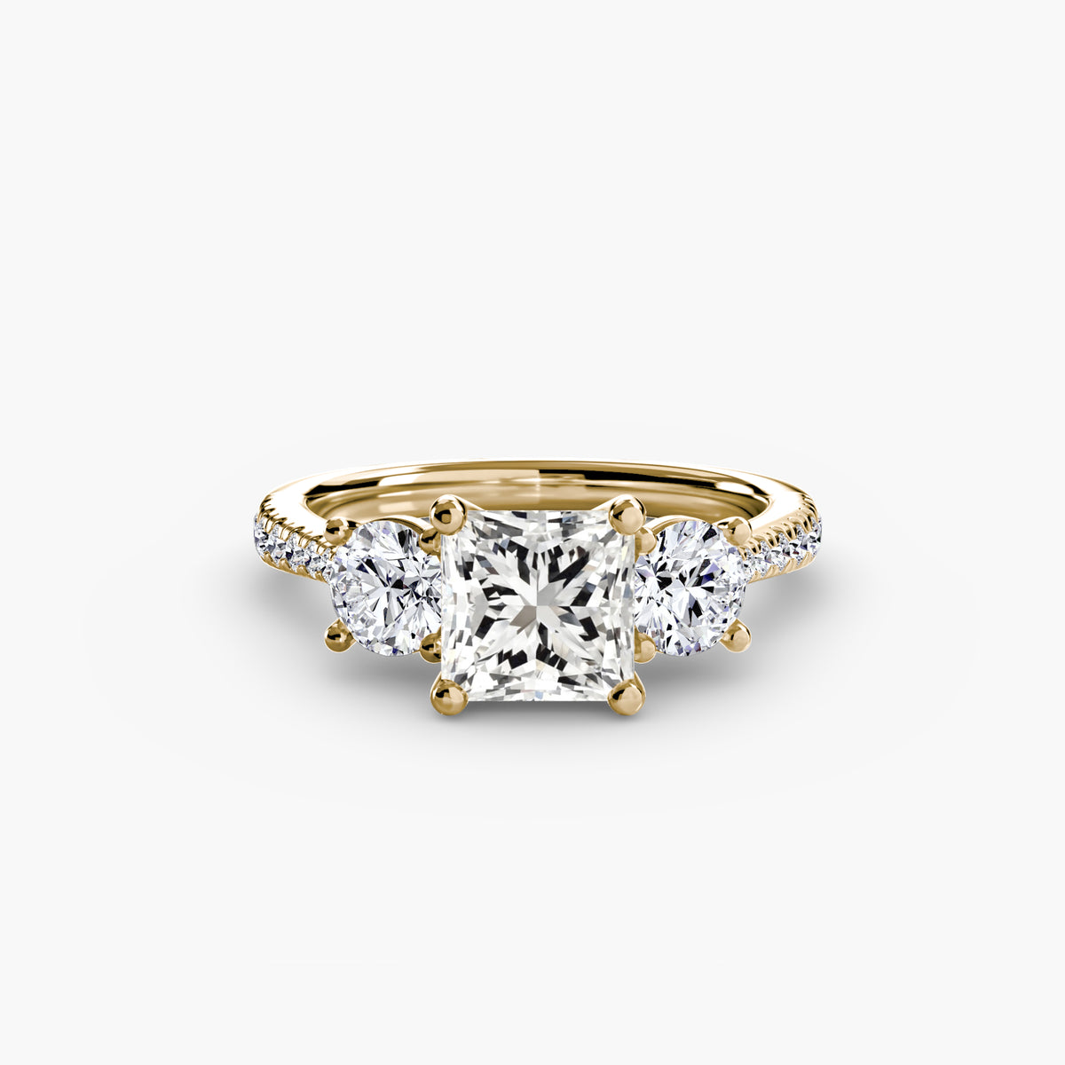 The "Giuliana" Three-Stone with French Set Diamond Ring