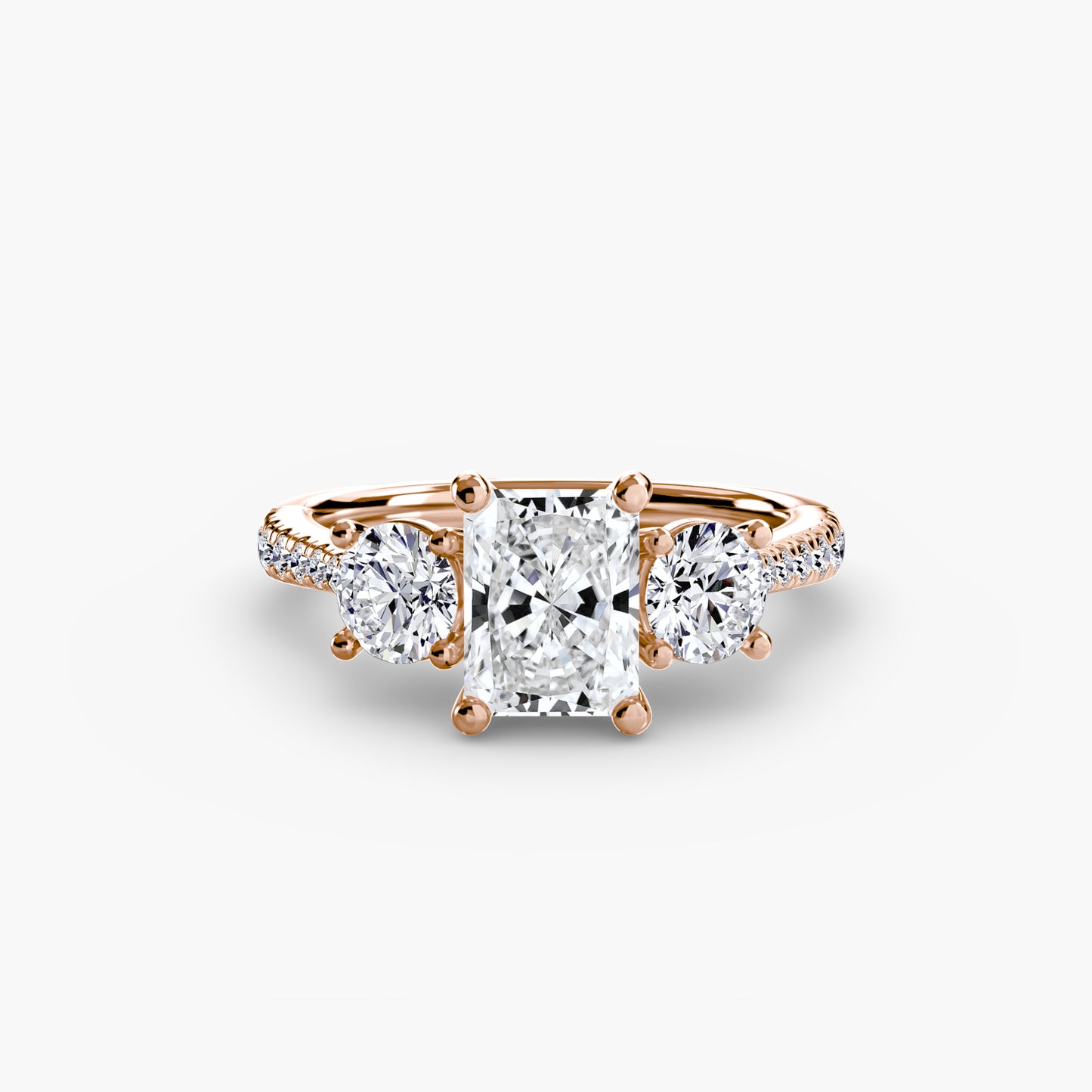The "Giuliana" Three-Stone with French Set Diamond Ring