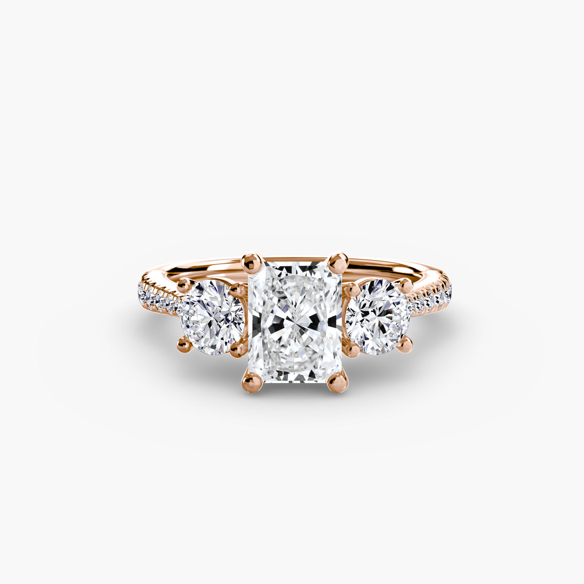 The "Giuliana" Three-Stone with French Set Diamond Ring