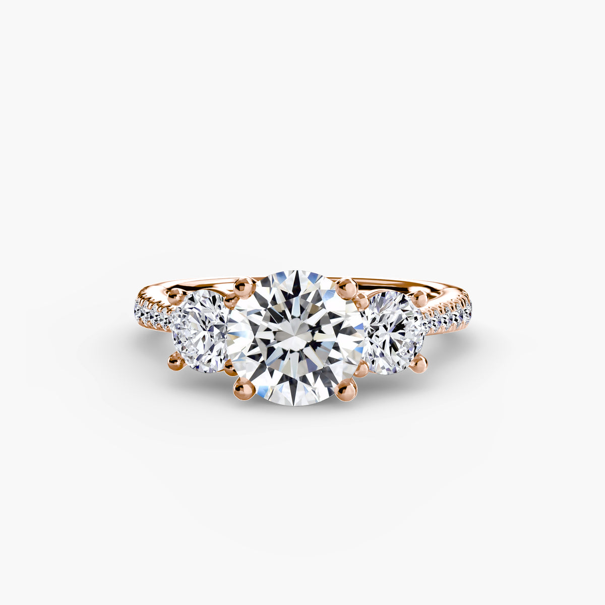 The "Giuliana" Three-Stone with French Set Diamond Ring