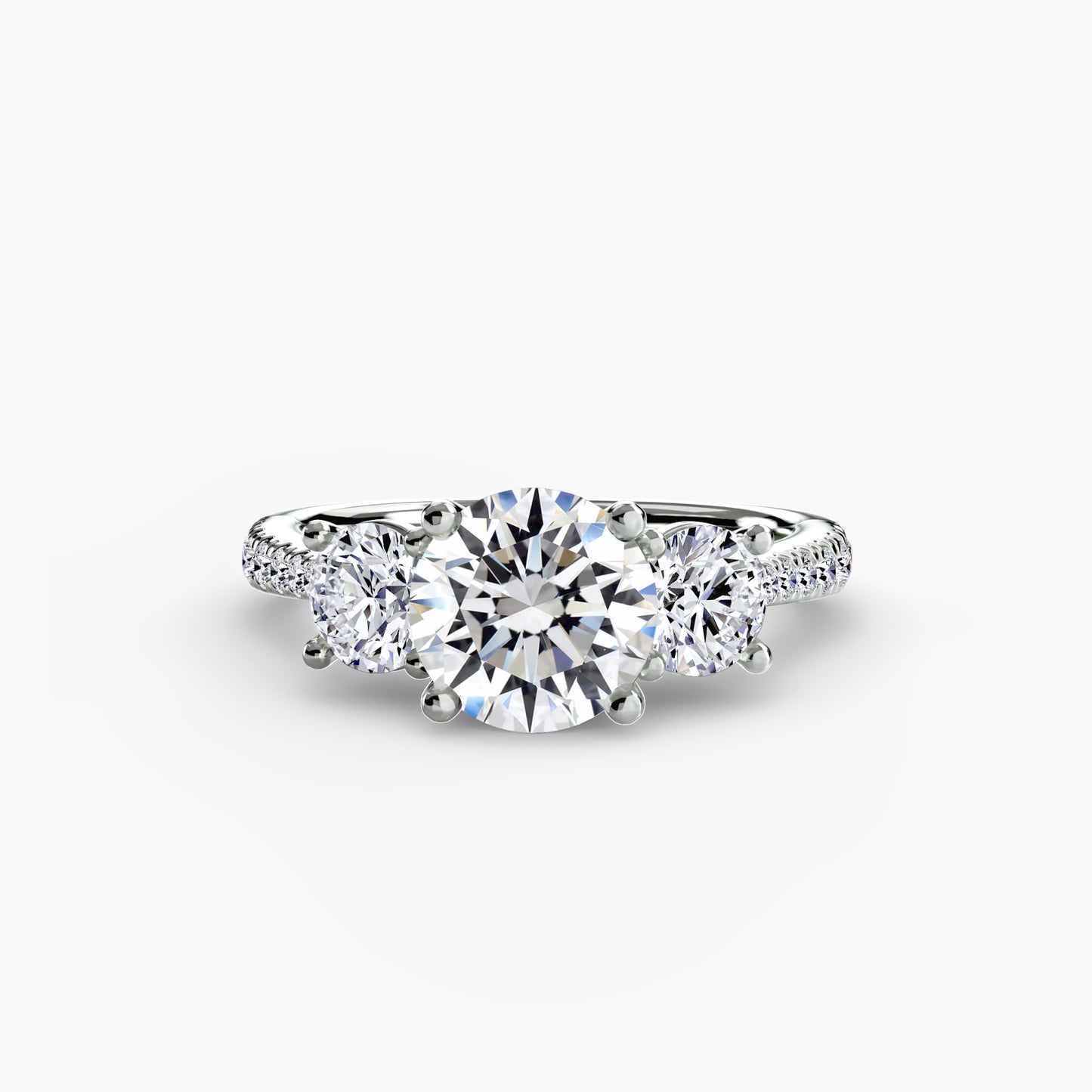 The "Giuliana" Three-Stone with French Set Diamond Ring