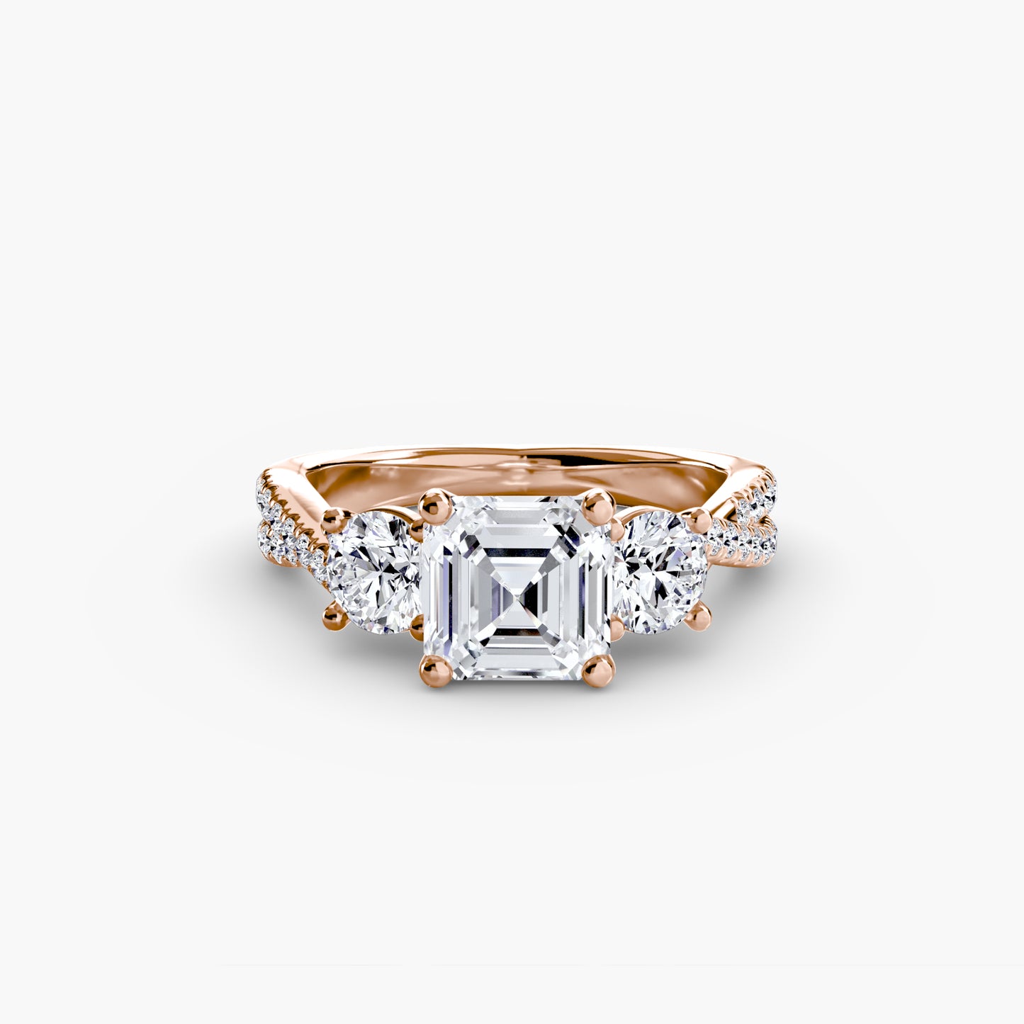 The "Colette" Three-Stone with Pavé Twist Ring