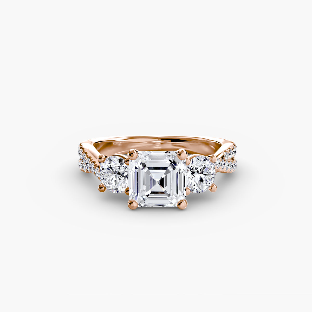 The "Colette" Three-Stone with Pavé Twist Ring
