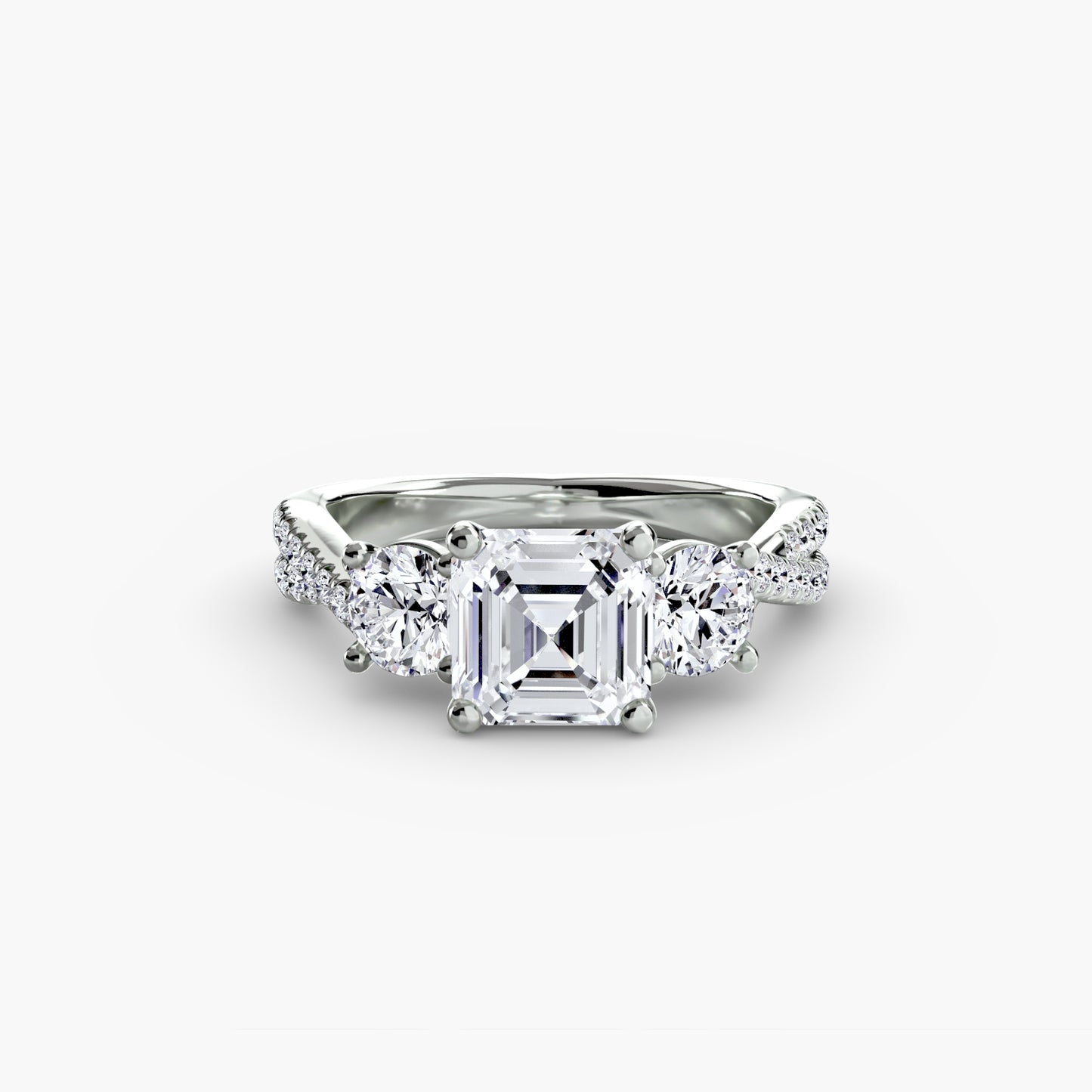 The "Colette" Three-Stone with Pavé Twist Ring