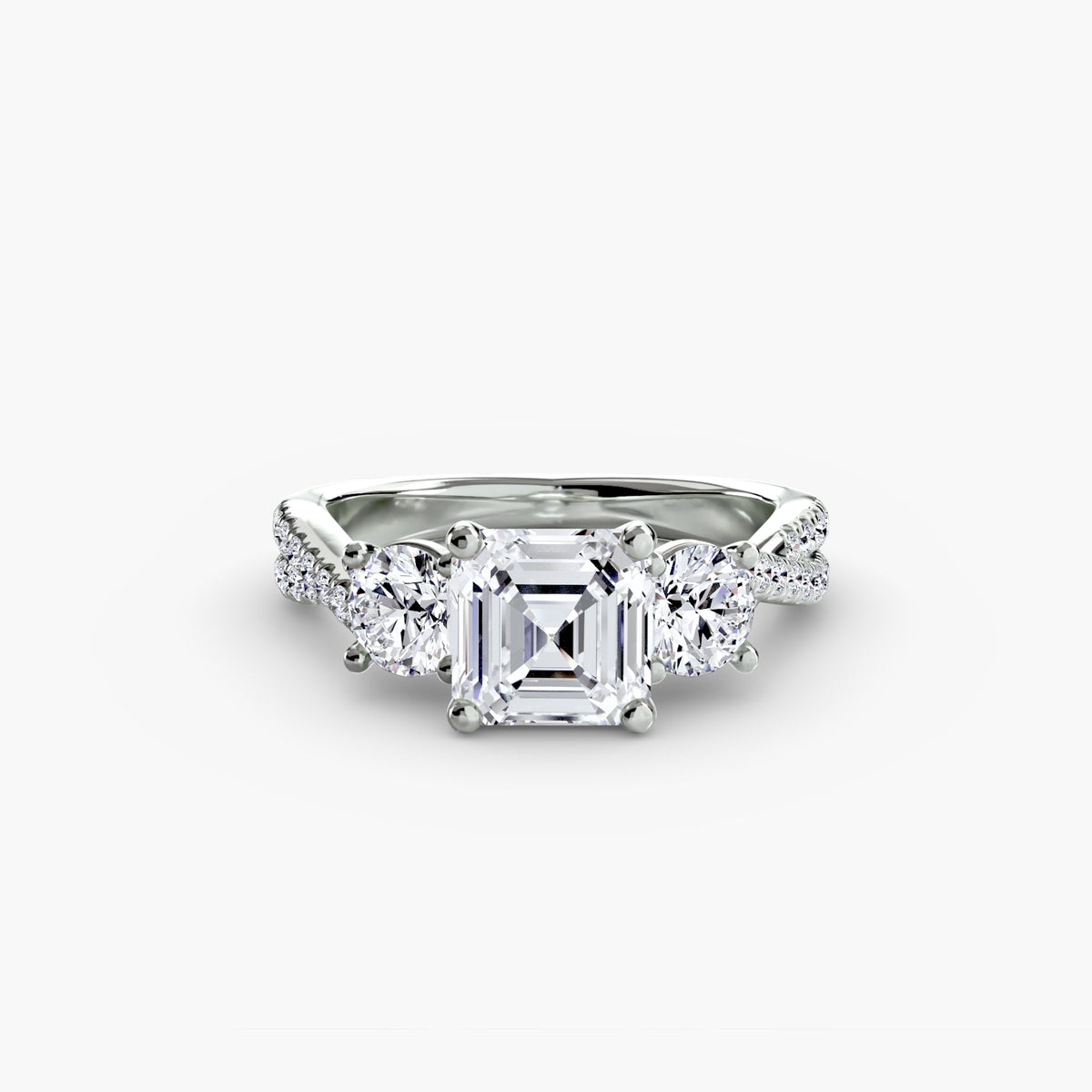 The "Colette" Three-Stone with Pavé Twist Ring