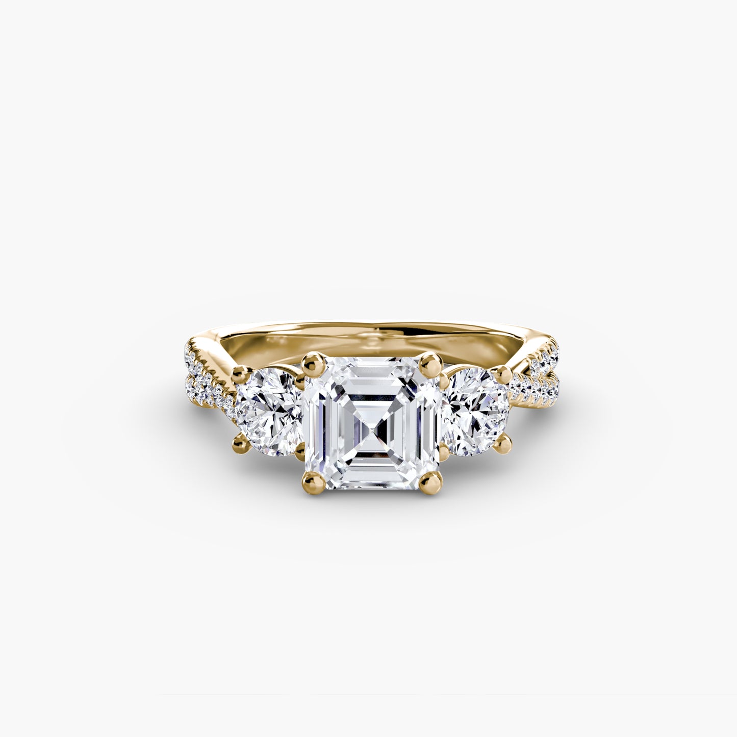 The "Colette" Three-Stone with Pavé Twist Ring