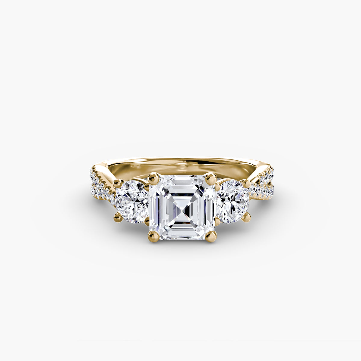 The "Colette" Three-Stone with Pavé Twist Ring