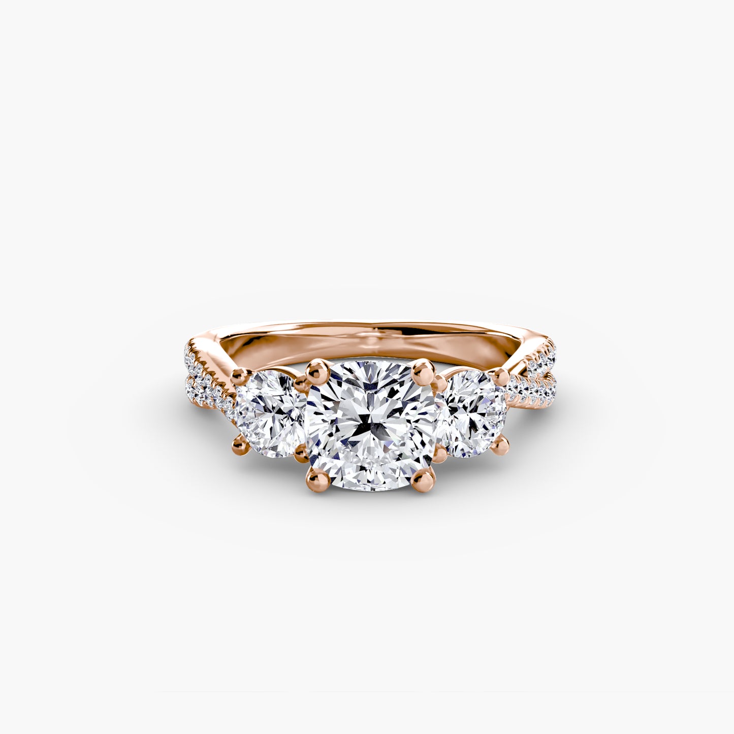 The "Colette" Three-Stone with Pavé Twist Ring