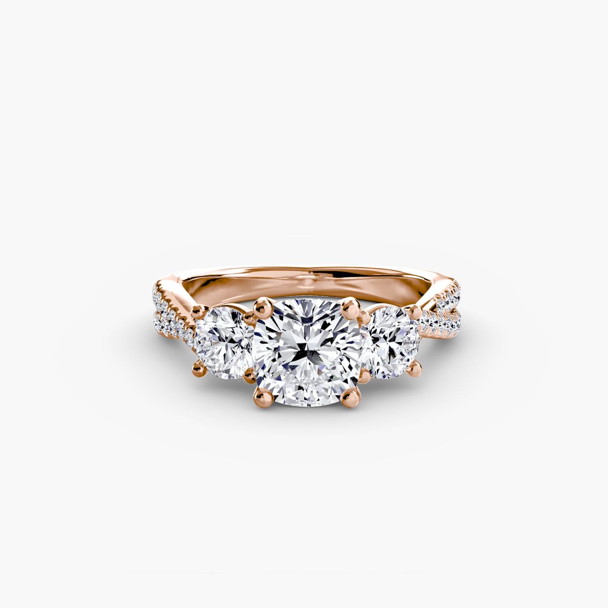 The "Colette" Three-Stone with Pavé Twist Ring