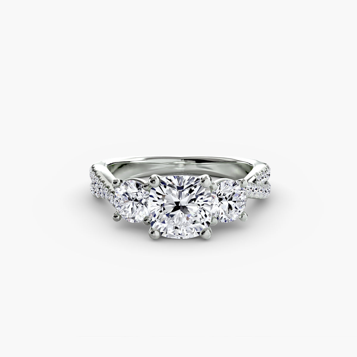 The "Colette" Three-Stone with Pavé Twist Ring