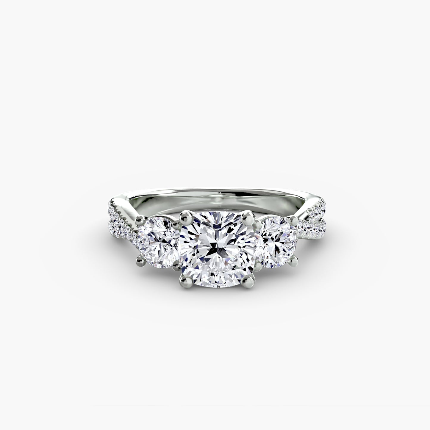 The "Colette" Three-Stone with Pavé Twist Ring