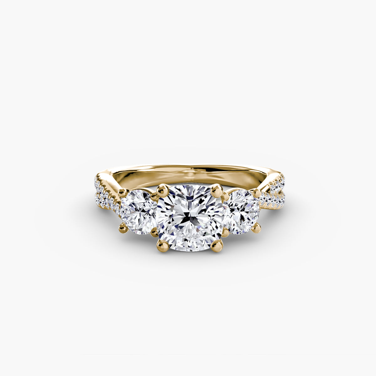 The "Colette" Three-Stone with Pavé Twist Ring