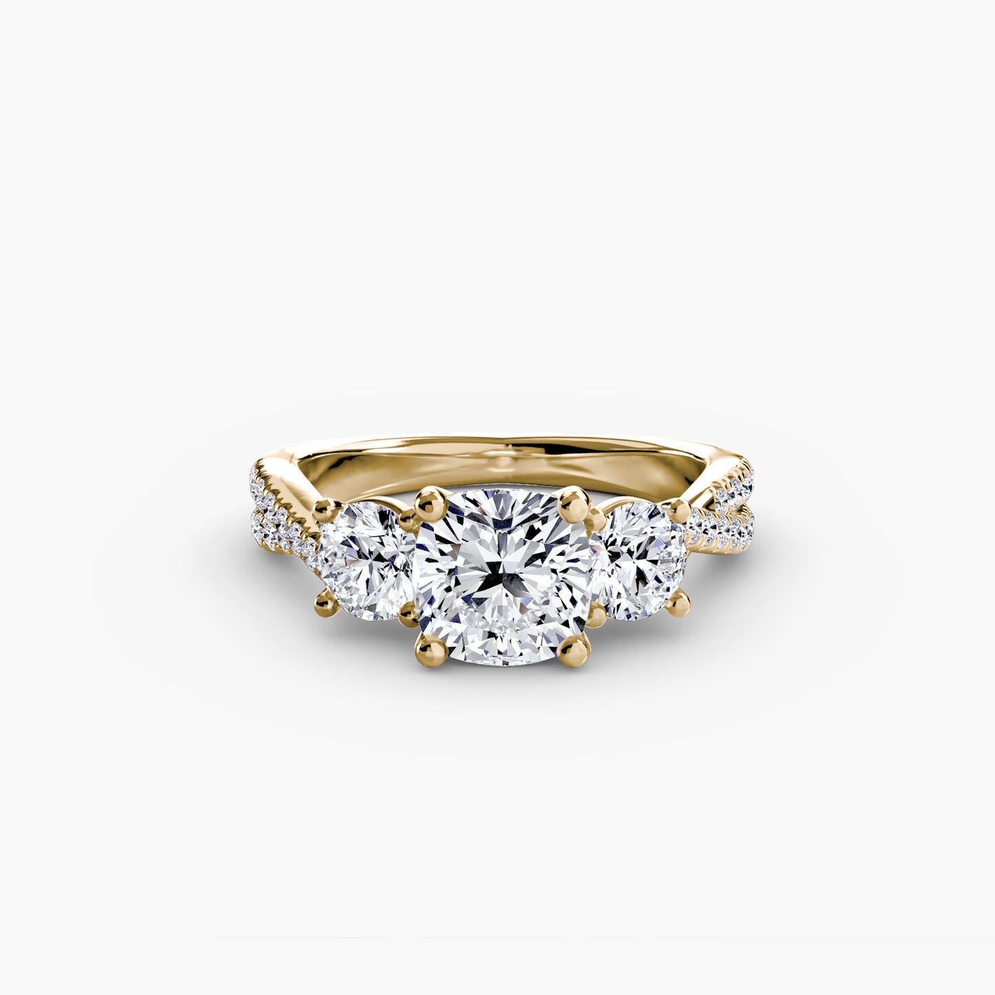 The "Colette" Three-Stone with Pavé Twist Ring