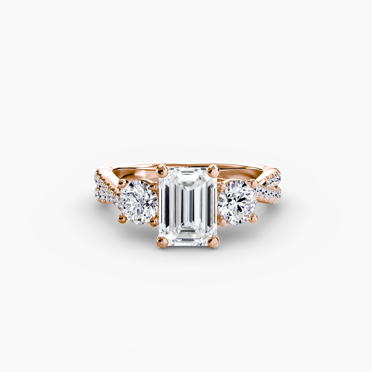 The "Colette" Three-Stone with Pavé Twist Ring